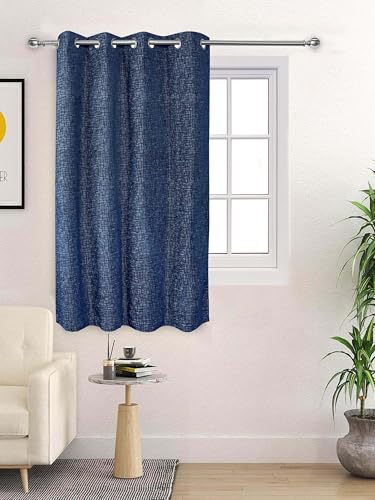 Image of Saral Home Tic tac Chenille Blackout Window Curtains 1PC, Blue. 4x5 Ft