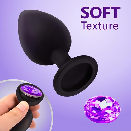Anal Plug Set 3 Pcs – Jewel Butt Plug – Anal Sex Toys – Silicone But Plug For Men & Women, Anal Plugs Trainer – Gay Sex Toys Sex Massager, Buttplug Tail Anal Toys , Black Plug Anal #TOP4