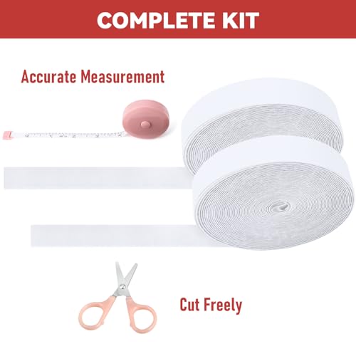 Image of 32Ft *1 Inch Hook and Loop Tape with Adhesive Back, Heavy Duty Double Sided Adhesive Strips, Strong Sticky Strips Roll for Home /Office /School /Car, White