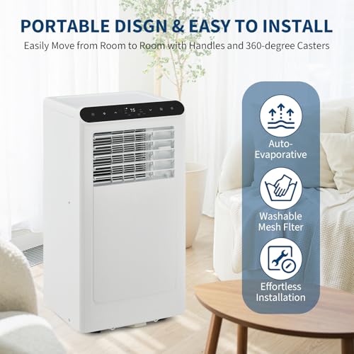 Portable Air Conditioner with Remote Control, 8000 BTU for Rooms Up to 350 Sq. Ft. 3-In-1 Quiet AC, Dehumidifier, and Fan Comes with Window Installation Kit, 24-Hour Timer, and Sleep Mode,White - Image 5