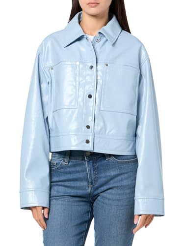 BOSS Women's Cropped Patent Leather Friendly Biker Jacket