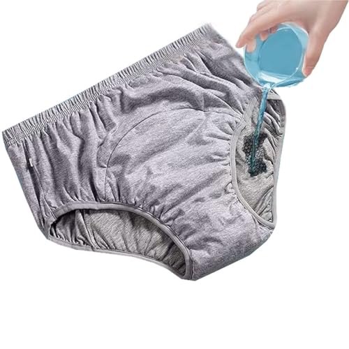 Ropa Interior De Incontinencia For Hombres, Bragas Postquirúrgicas Lavables A Prueba De Fugas, Calzoncillos For Hombres Mayores, Pañales De Tela Reutilizables For Adultos (Color : Gray, Size : XXXL/