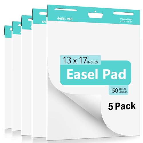 Riccioney Easel Pad 13 x 17 In Anchor Chart Paper 5 Pads Flip Chart Paper for Training Presentation Meetings Doodling Chart Paper for Teachers and Office 30 Sheet/Pad (Plain)