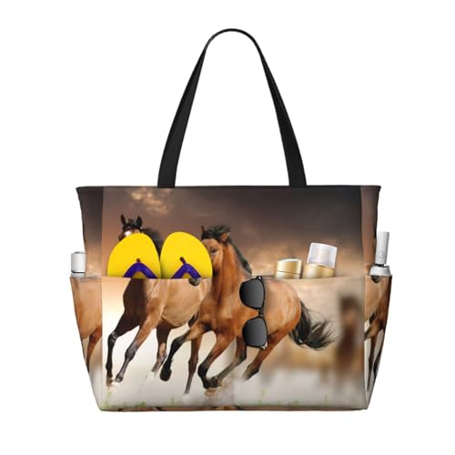Sac de plage imprimé cheval pour femme grand cabas à bandoulière