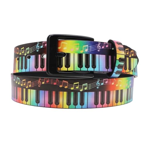 Umhje Vintage Keyboard Cowgirl Belt for Women Gyaru Whimsical Accessories (Music Note Colorful,49.2inch)