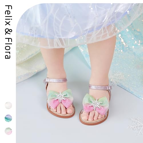 Image of Felix & Flora Toddler Girl Sandals -Flower Girl Dress Shoes Open Toe Little Kid Flats