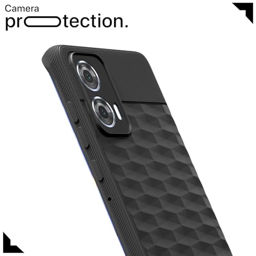 Image of Pikkme Back Cover for Motorola Motorola Moto Edge 50 Fusion 5G / Motorola Moto G96 5G Soft Grip 3D Hexa Cube Texture Silicone Bumper Case (Black)