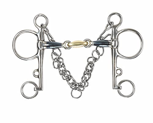 Shires Blue Sweet Iron Pelham with Brass Lozenge