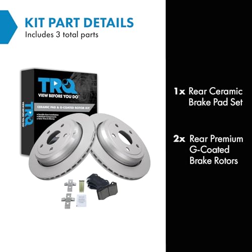 Image of TRQ Rear Brake Pad and Rotor Set Ceramic G Coated Vented Rotors Compatible with 2018-2020 Dodge Durango 2020-2021 Jeep Grand Cherokee