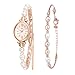 Clastyle Ensemble Montre et Bracelet en Perles Naturelles pour Femme Ensemble de Montre Élégante pour Femme en Or Rose Montres Bracelets à Cadran Ovale avec Bracelet en Perles