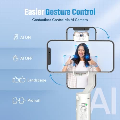 Gimbal Stabilizer for Smartphone w/AI Tracking Sensor, 3-Axis Lightweight Foldable Phone Stabilizer w/Inception Timelapse for iPhone 14 Pro Max/Samsung S22+ Stream Live Video Vlog, hohem iSteady V2