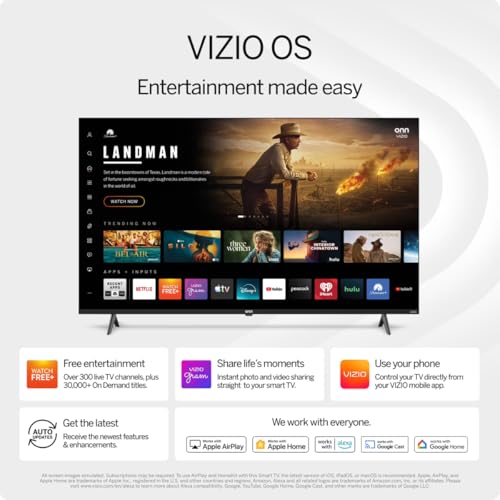 Image of ONN Smart TV 24 inch Powered by VIZIO Technology Class 720p HD, with Apple Home, Amazon Alexa, and Google, DTS:X and DTS: Virtual X, 60Hz Refresh Rate,Bluetooth + Free WallMount - 24S2V1 (Renewed)