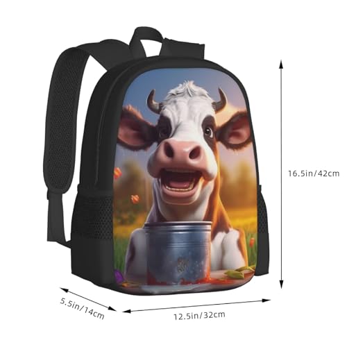 Commuter Unisex Happy Cow Meadow Table Backpack Spacious Compartments for Work Essentials Casual Outings & Trips 17 Inch3