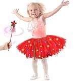3 otters Christmas Dress for Girls, LED Light Up Princess Dress Light Up Tutu Skirts with Magic Wand Princess Christmas Party Costume
