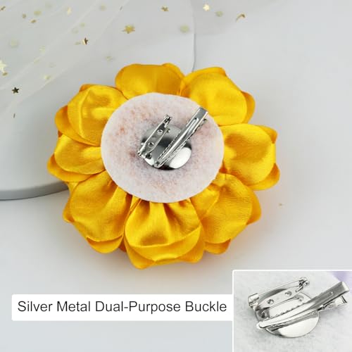 Image of 4.3 inch Red Rose Hair Clip Large Flower Brooches for Women | Charming Flowers Pins for Clothes | Turn Heads with Stylish Rose Hair Clip Flower Brooch Pin for Clothes & Clips for Woman