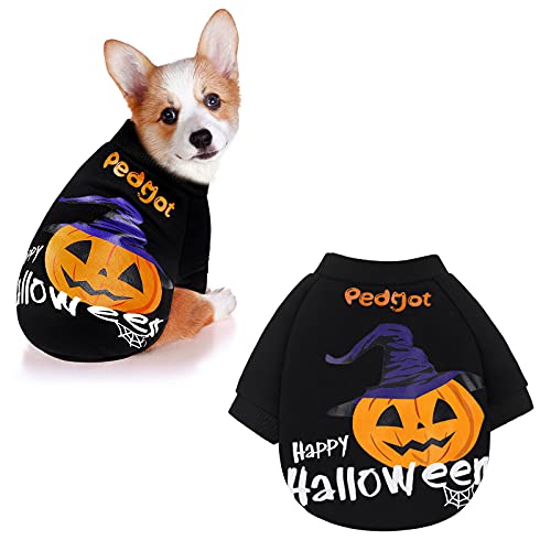 Pedgot Camisa de perro de Halloween, ropa de mascota negra, transpirable, elástica, camiseta de algodón para cachorros de mascotas, disfraces de Halloween para perro gato, S Cover