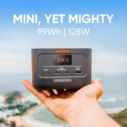 Jackery Explorer 100 Plus Portable Power Station, 99Wh LiFePO4 Battery Solar Generator, 128W Carry-on Power for Flight Train Travel, 100W Dual PD 3.0 Fast Charge (Solar Panel Optional) - Image 3