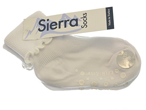 Sierra Socks Girls Single Cuff with Ripple Non Skid Seamless Toe Cotton Socks
