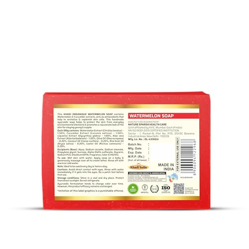 Image of Khadi Organique Natural Herbal Handmade Watermelon Soap Pack of 3 (125 gram each)