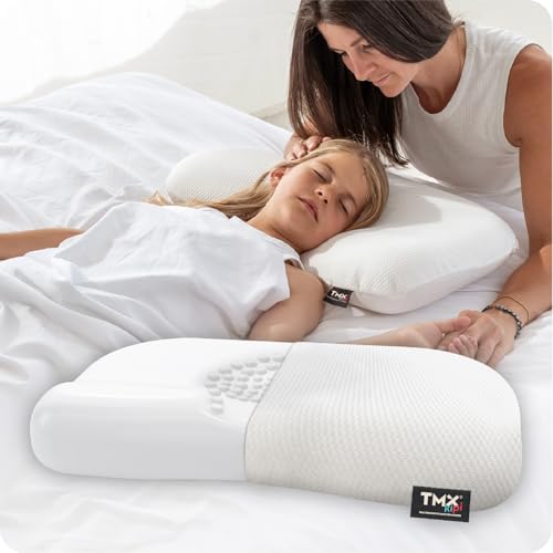 TMX® kipi Kinder-Schlafkissen für 9–14 Jährige | Orthopädisches Premium Nackenkissen | Ergonomisch, Oeko-TEX® Zertifiziert & hypoallergen | Entwickelt vom Kinder-Osteopathen