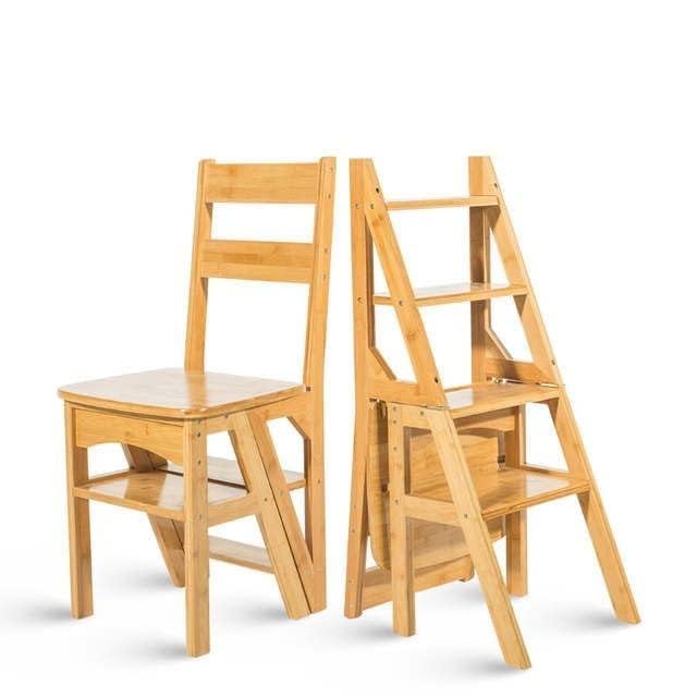 Wooden Folding Ladder Chair 2-in-1 | Convertible Ladder & Chair | Solid Wood, Space-Saving & Portable | Sturdy Multipurpose Furniture for Home, Kitchen, Library & Office-image-44
