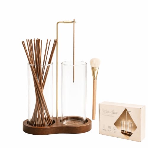 Image of Incense Holder for Sticks, Wooden Incense Burner with Long Glass Ash Catcher, 2 in 1 Incense Stick Holder with Adjustable Clip, Hanging Incense Burner for Home Decor, Meditation, Relaxation