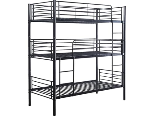 Habitat et Jardin Litera metálica Triple Havin - 90 x 190 cm - Negro