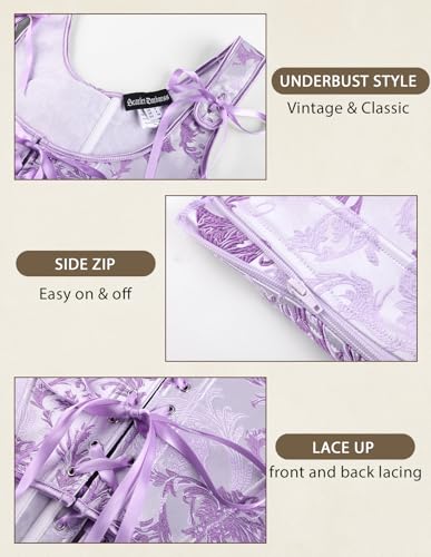 Image of Scarlet Darkness Corset Tops for Women Renaissance Underbust Corset Boned Lace Up Corsets