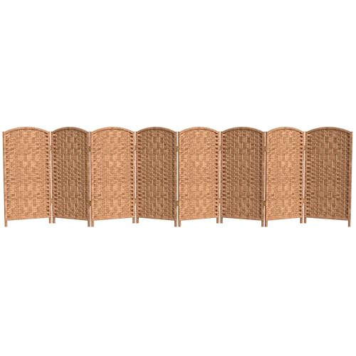 Red Lantern 3 ft. Short Diamond Weave Fiber Folding Screen - Natural - 8 Panel