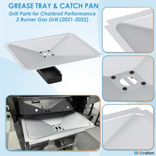 Image of G325-5701-W1 Grease Tray with Catch Pan for Charbroil Performance 2 Burner 463630021 463660421 463630422 463660021 463655021, Drip Pan for Charbroil Grease Tray Replacement