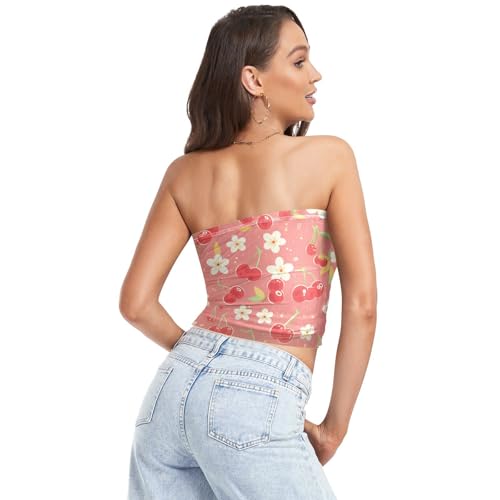 Vintage Birds Flower Butterfly Womens Boob Tube Top with Mesh Strapless Crop Top Strapless Bra Tube for Teen Girls Club2