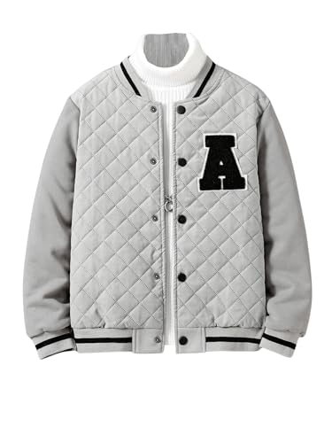 SOLY HUX Boy's Letter Graphic Varsity Jacket Button Down Long Sleeve Outerwear Coats
