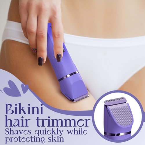 Image of Electric Razors for Women - IPX7 Waterproof Pubic Hair Remover for Shower & Travel, 3-in-1 Bikini Trimmer with Body /Round /Curved Heads, Hypoallergenic Foil & Ceramic Blades, Self-Care Gifts for Women