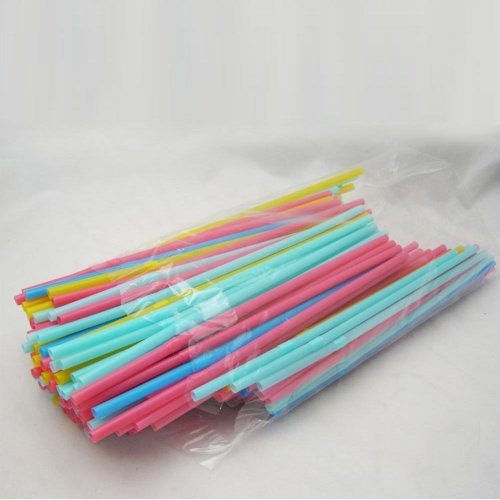 150 pitillos flexibles de plástico neon para fiesta miniatura 1
