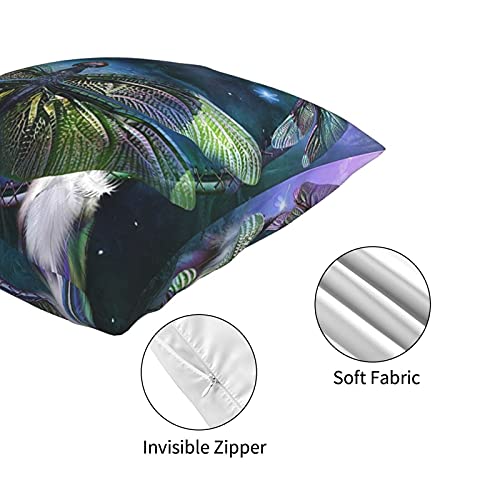 Dragonfly Throw Pillow Dreamcatcher Cushion Cover Set Of 2 Decor Outdoor Teal Modern Throw Pillow Cover Cotton 18 X 18 Inches Square For Living Room Bed Sofa Chair Couch #TOP2