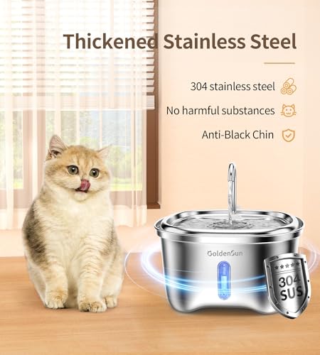 Cat Water Fountain Stainless Steel, 120 oz/3.5 L Pet Water Fountain for Cats Indoor, Automatic Cat Fountains for Drinking, Dog Water Fountain with Replacement Filters, Ultra-Quiet, Water Level Window - Image 4
