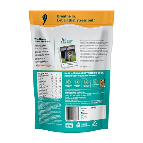 Image of Yogabar Wholegrain Breakfast Muesli - Almond + Quinoa Crunch|Pack of 2 |400gm Each