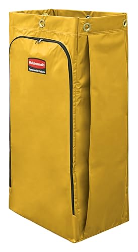 Image of Rubbermaid Commercial High Capacity Vinyl Janitorial Cleaning Cart Bag Waste /Trash /Laundry /Linen Collection for Restraurant /Cafe /Office /School /Motel /Facility 34 Gallon Yellow