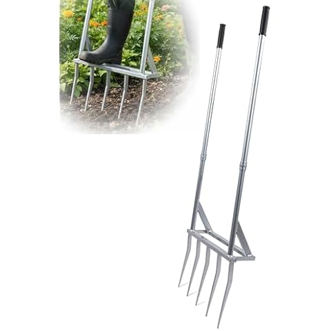 5-Tine Broad Fork Heavy Duty Garden Fork Built Tough for Lasting Durability Loosen and Aerate Clay Soil on Farms and in Home Gardens Cover