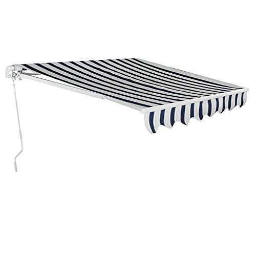 Tuff Concepts Manual Garden Awning Canopy Fabric Outdoor Patio Sun Shade Shelter (4m x 3m, Blue/White)