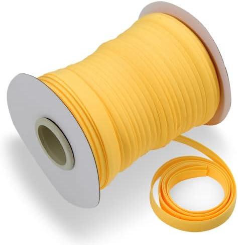 Bias Tape, Double Fold Bias Tape 1/2 Inch Continuous Bulk Bias Tape for Sewing, Quilting, Binding, Hemming, Apparel Craft, Polyester, Non-Stretch(13mm, 55 Yards,Orange-Yellow)