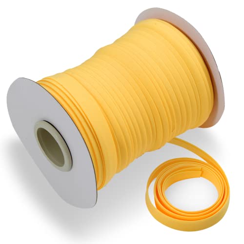 Bias Tape, Double Fold Bias Tape 1/2 Inch Continuous Bulk Bias Tape For Sewing, Quilting, Binding, Hemming, Apparel Craft, Polyester, Non-Stretch(13Mm, 55 Yards,Orange-Yellow) #TOP1
