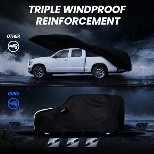 Image of Multi-Layer Car Cover Custom Fit for Ford Bronco 4dr(2020-2026), 100% Waterproof All Weather for Automobiles, Gift with Towel, Heavy Duty Car Covers for Rain Sun UV Protection with Door Zipper