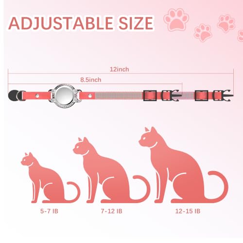 Image of AirTag Cat Collar Breakaway, Rhinestone Collar with Air Tag Holder, Rosered