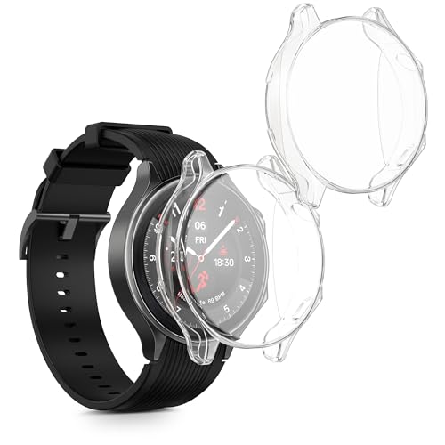 kwmobile Set 2x Custodia Smartwatch Compatibile con OnePlus Watch 2 / OPPO Watch X Cover - Case Silicone Protezione Orologio Fitness trasparente