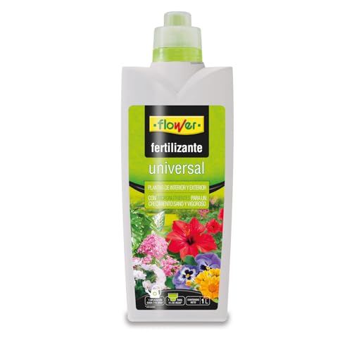 Flower - Fertilizante Líquido Universal 1L | Abono CE NPK 6-4-5 | Con Micronutrientes y Complejo Vitamínico | Vía radicular o foliar | Con Tapón Dosificador