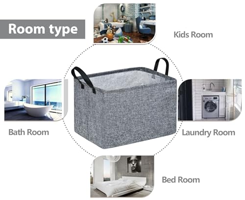 Image of Rec Box Hamper Storage Basket Collapsible Organizer Bin Gift Shelf Baskets for Home and Kitchen Storage