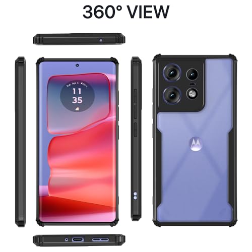 Image of Pikkme Moto Edge 50 Pro 5G Back Cover | Crystal Clear Transparent Back | Ultra Hyrbid | Full Camera Protection | Raised Edge | Bumper Back Case (Black)