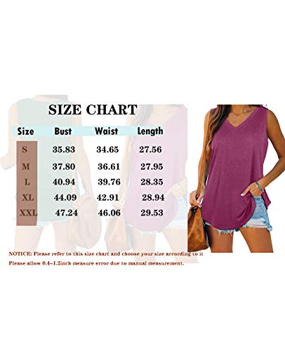 Womens Tank Tops V Neck Loose Fit Basic Casual Soft Sleeveless Tops Purple Xl #TOP5