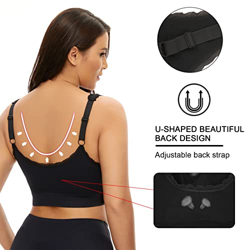 Lace Wrap Bra Seamless Front Cross Bras Adjustable Side Buckle Bra For Women Plus Size Sleep Lounge Bra #TOP5